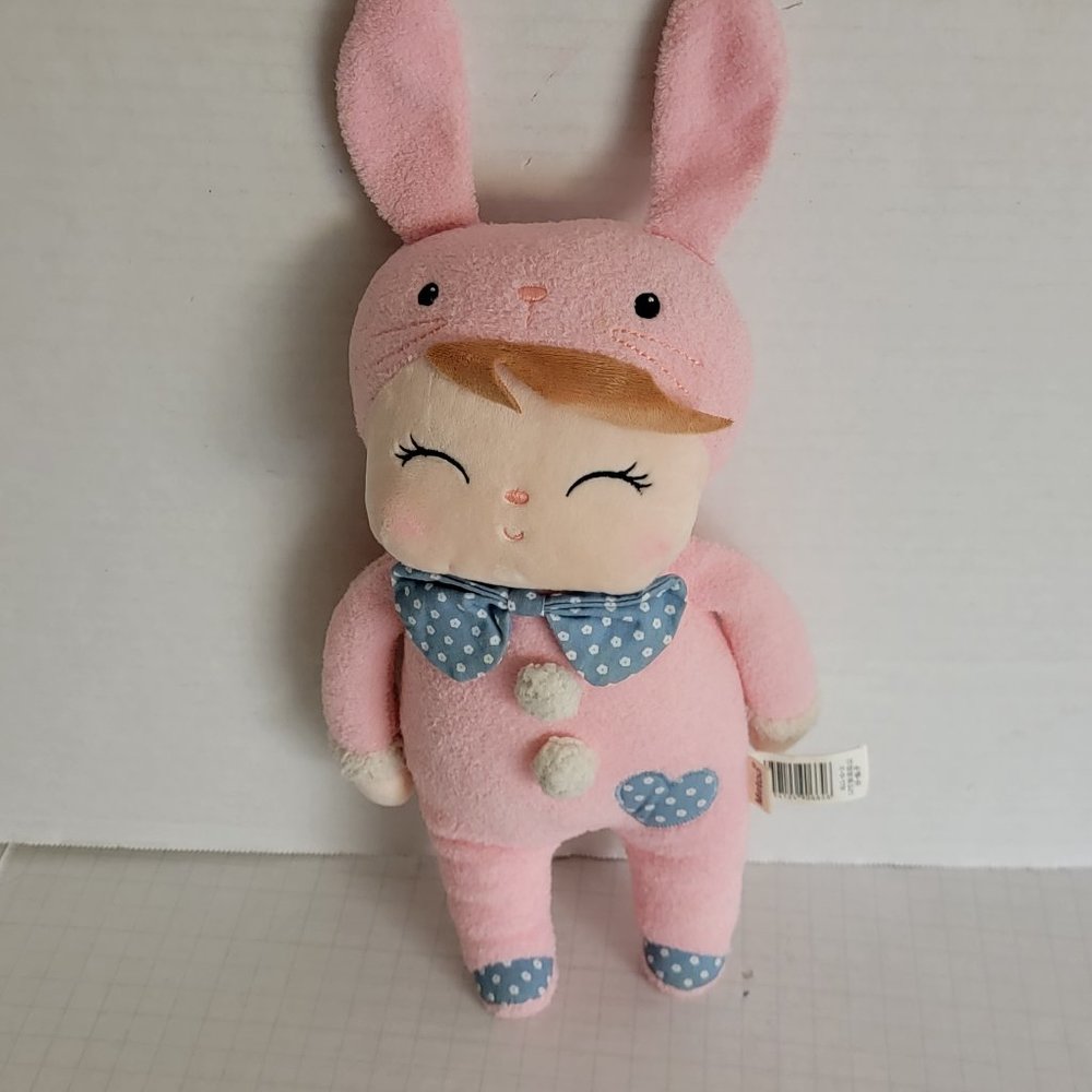Metoo Angela Plush Sleeping Girl Pink Bunny Rabbit Baby Doll Toy
